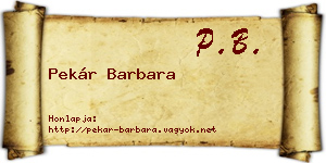 Pekár Barbara névjegykártya
